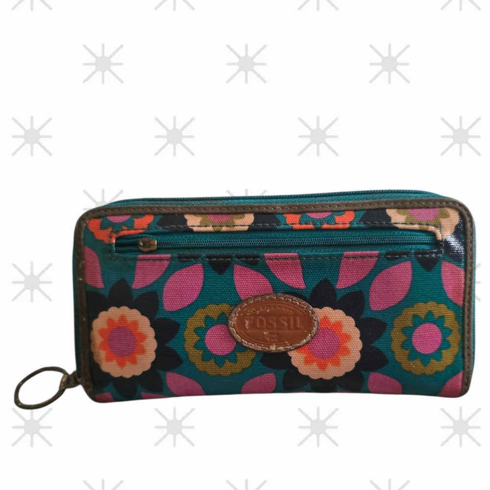 Fossil Women's Floral Wallet - Teal and Pink